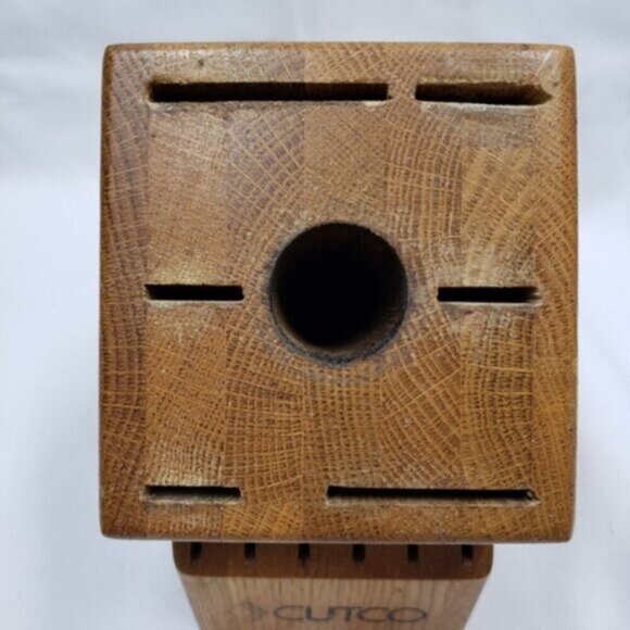 Cutco 13 Slot Solid Oak Knife Block Honey Oak Made in USA - Picture 10 of 12